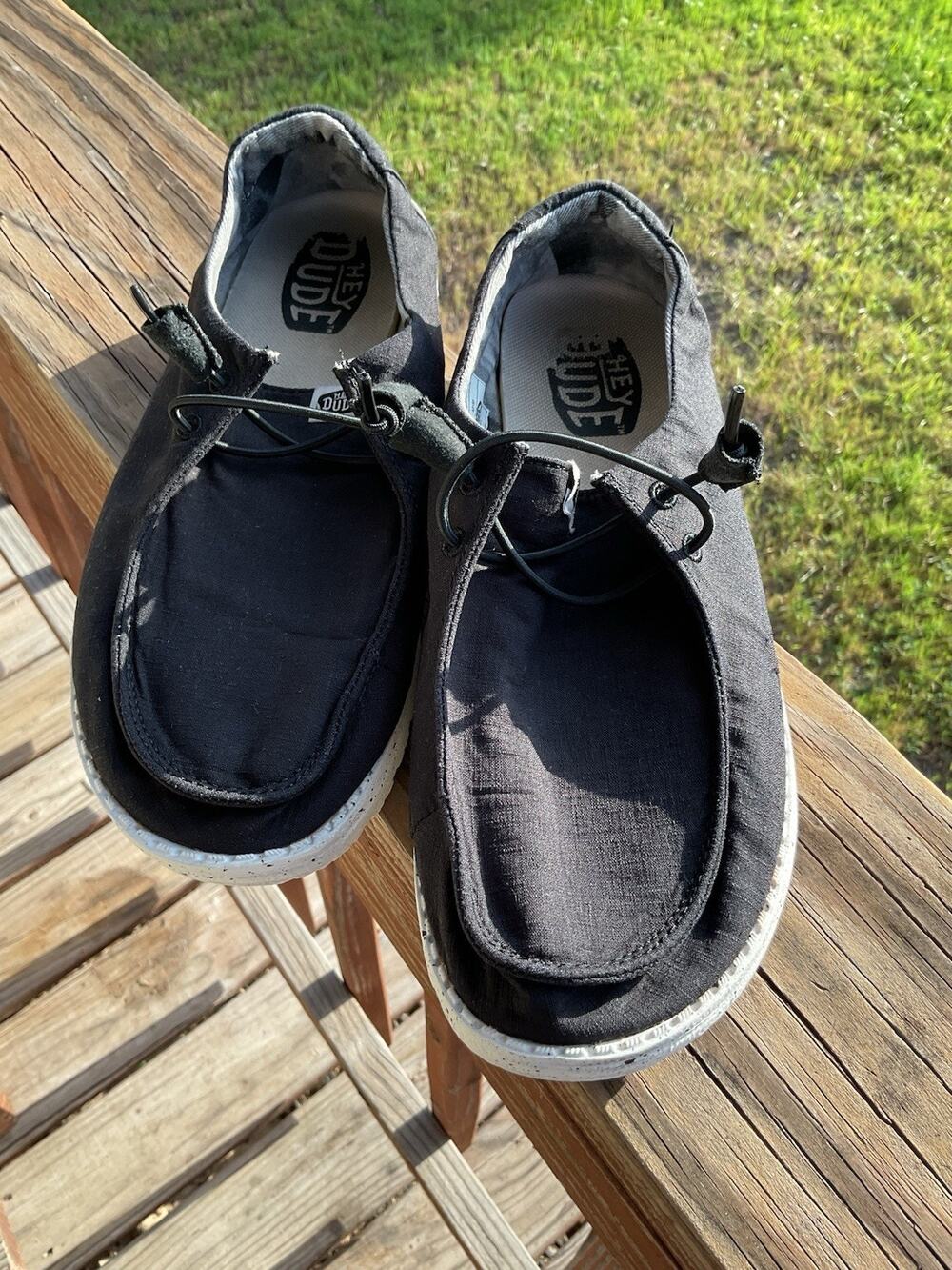 Hey Dude Wendy Black Odyssey Canvas Slip On Loafers Women’s Sz 10 Shoes